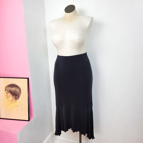 Vintage 90s/Y2K Chico's Black Stretch Mermaid Skirt - Picture 2 of 7